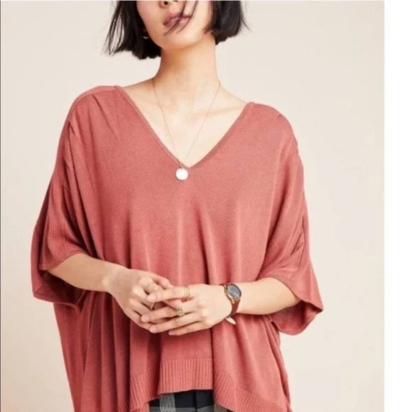 Anthropologie Dolman Sleeve Oversized Sweater Rust Brown - S - Picture 1 of 13